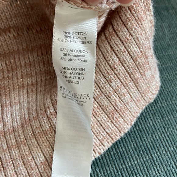 White House Black Market women’s M cold shoulder beige with gold sweater - Picture 4 of 6